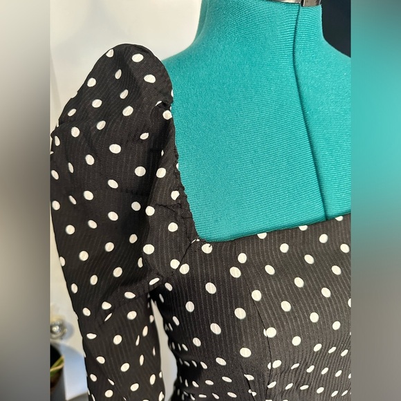 NWT Lulus Charmed and Classy Black Polka Dot Long Sleeve Midi Dress small - Picture 2 of 14